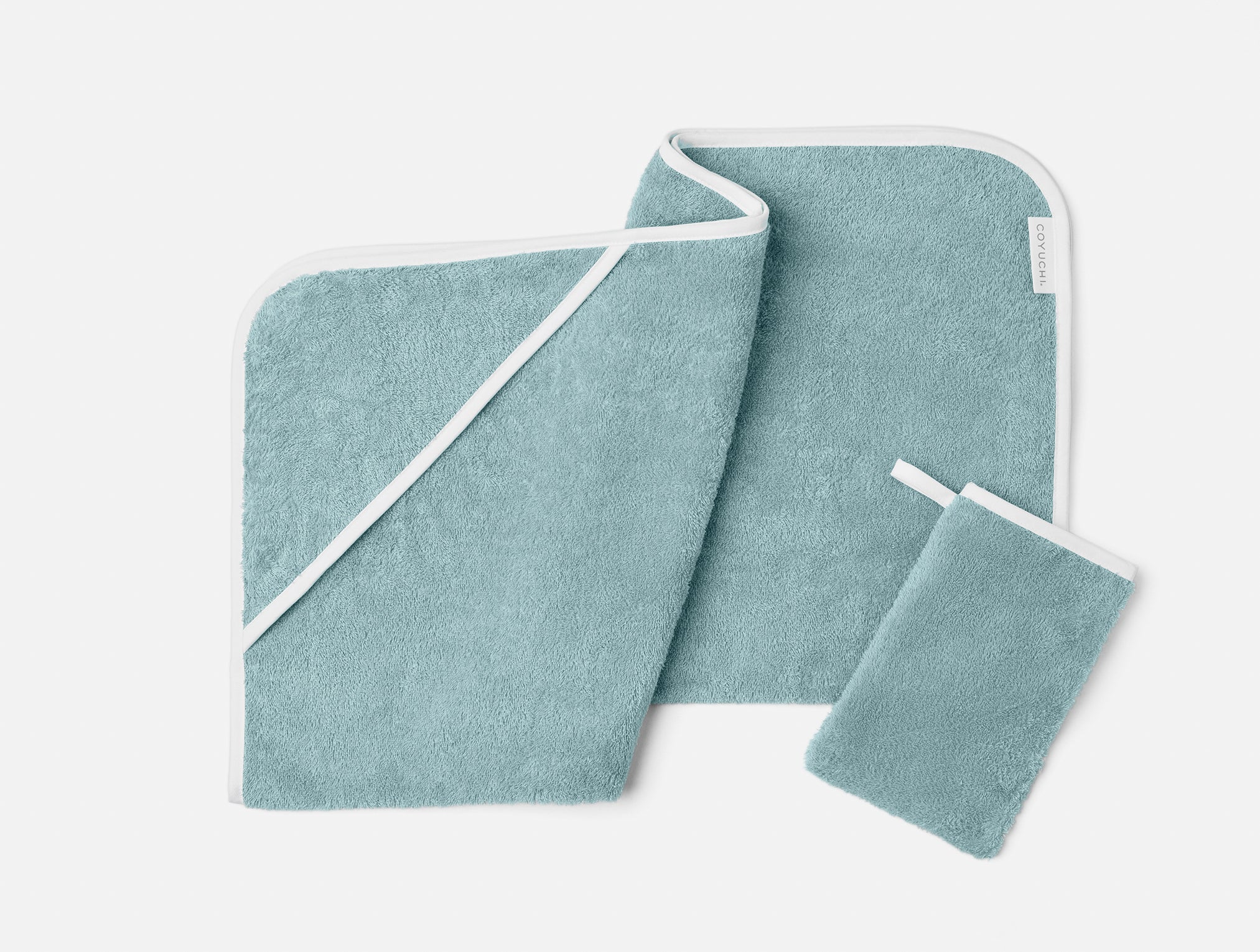 Cloud Loom™ Organic Baby Hooded Towel and Bath Mitt Set
