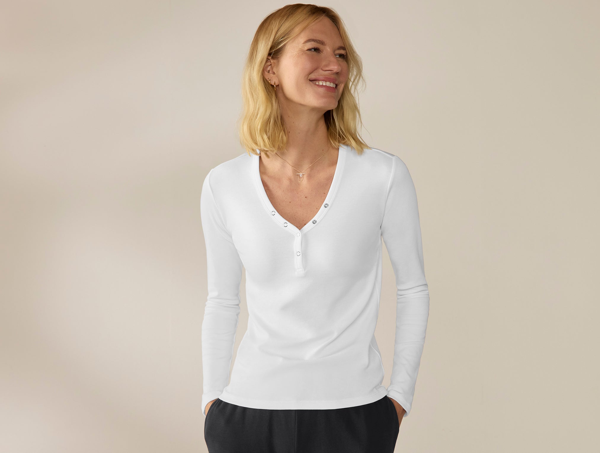 Women's Pima Organic Knit Henley