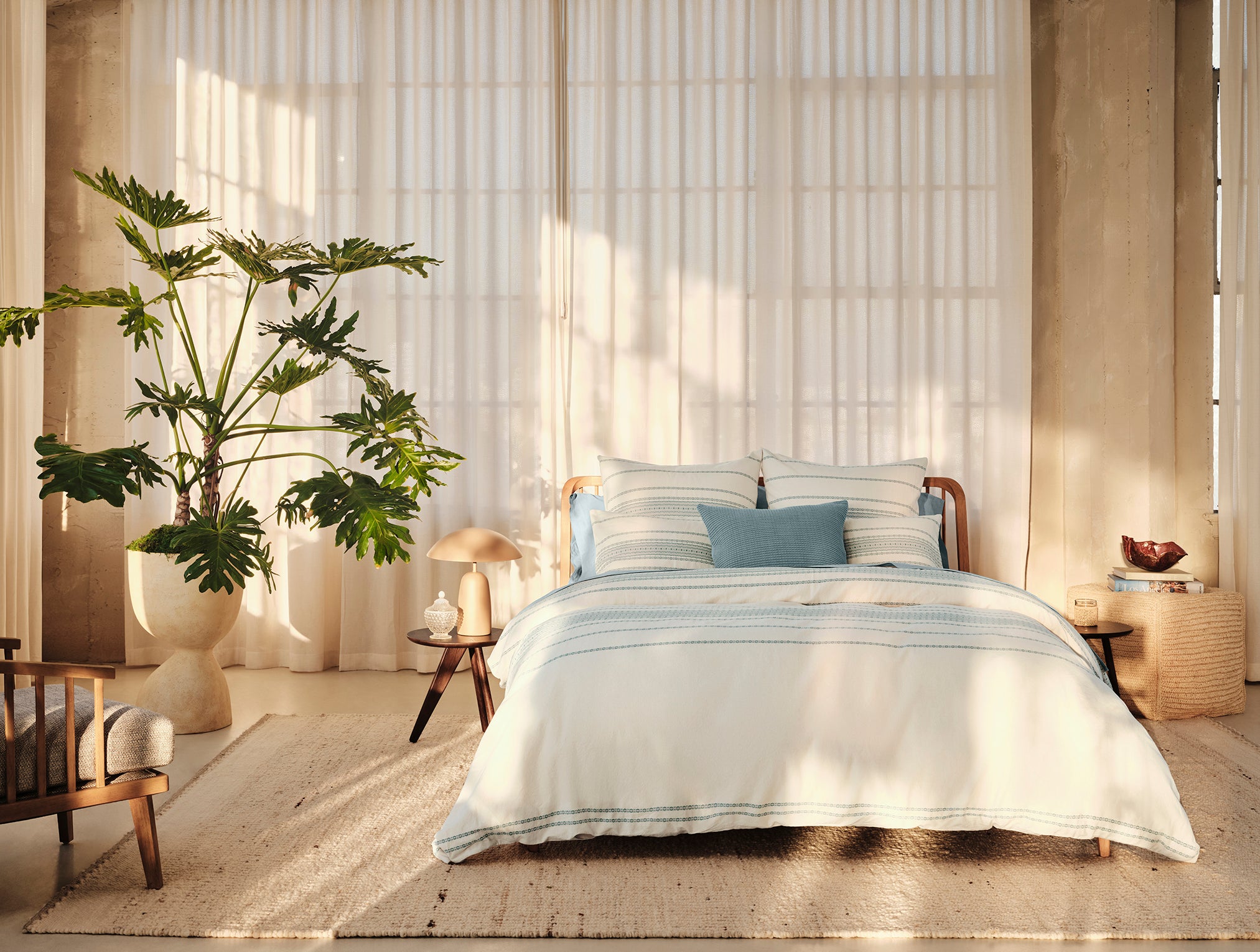 Rippled Stripe Organic Duvet Cover